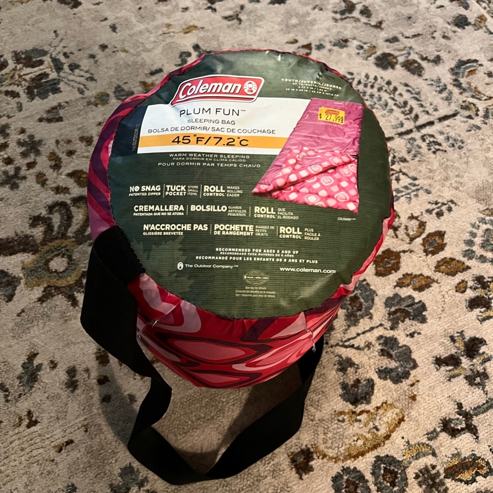 Coleman Plum Fun Sleeping Bag in Pink and Black